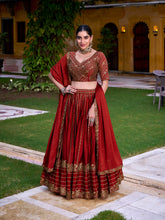 Party Wear Rust Orange Lehenga Choli Set