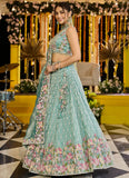 Ready to Wear Lime Green Satin Silk Bridal Lehenga