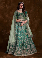 Sea Green Art Silk Lehenga Set with Exquisite Work - Lehenga Designs