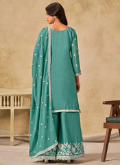 Designer sea green palazzo suit for women party wear