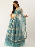 Sea Green Engagement Special Sequins Work Lehenga In Net