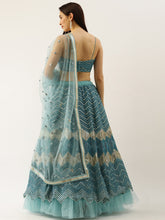 Sea Green Engagement Special Sequins Work Lehenga In Net