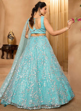 Sea Green Net Lehenga Choli for Day Weddings, Mehndi & Destination Events