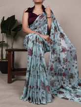 Sea green lurex brasso saree