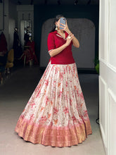 Red Dola Chex Zari Weaving Co-ord Set