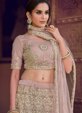 Sequins And Thread Work Soft Net Indian Wedding Lehenga