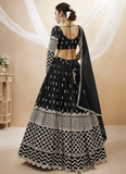 Sequins and Zari Embroidered Georgette Indian Lehenga In Black