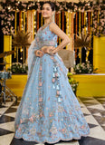 Ready to Wear Sky Blue Lehenga Choli for Wedding