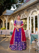 Purple Color Sequins And Thread Embroidery Work Vichitra Silk Lehenga Choli