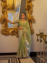 Tissue shimmer saree with sequins lace border