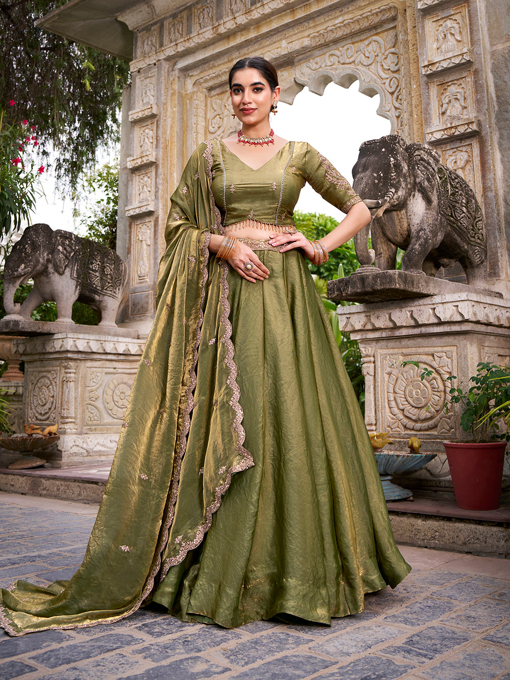 Mehandi Fendi embroidered lehenga choli