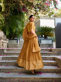 Mustard Color Plain With Zari Weaving Work Chanderi Lehenga Choli