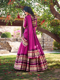 Pink Color Plain With Zari Weaving Work Chanderi Silk Lehenga Choli