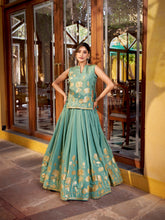 shimmer lehenga choli sky blue