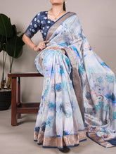Sky blue saree with viscose border