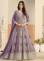 Lavender Anarkali suit with dupatta soft festive look