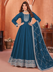 Sophisticated Morpeach Art Silk Indian Anarkali Suit for Women