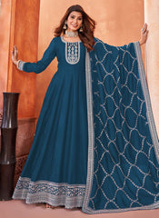 Sophisticated Morpeach Art Silk Indian Anarkali Suit for Women