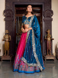 Pink Color Printed With Foil Work Tussar Silk Lehenga Choli
