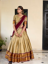 Chiku Color Weaving Work With Paithani Concept Cotton Silk Lehenga Choli