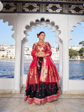 Black Color Weaving Zari Work With Jacquard Silk (Paithani) Maharashtrian Lehenga Choli