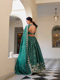 Wedding wear teal gold crush lehenga choli