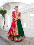 Green Color Plain With Paithani Lace Border Vichitra Silk Lehenga Choli