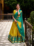 Zari Weaving Yellow Festive Lehenga