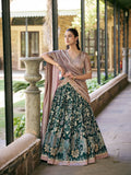 Forest Green Color Kalamkari Lehenga