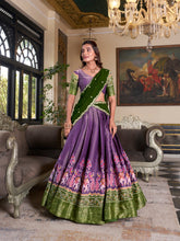 Purple Color Printed With Zari Weaving Work Kanchipuram Lehenga Choli