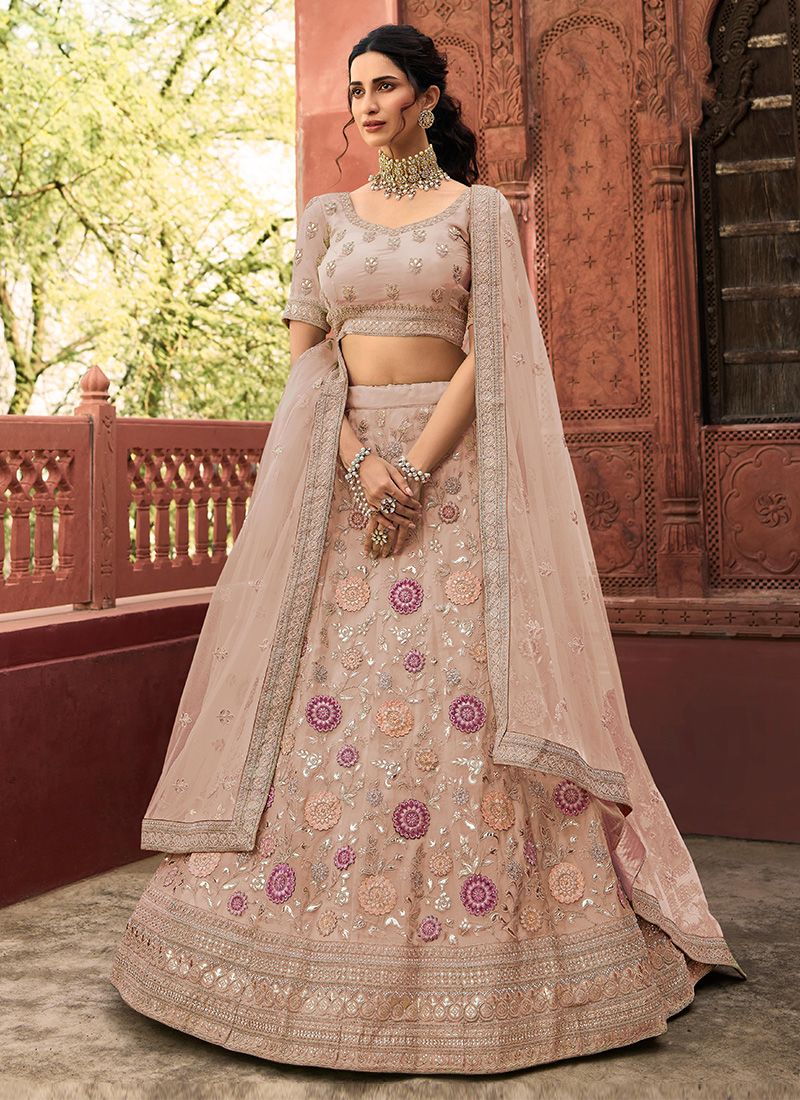 Stunning Pink Organza Lehenga Choli with Stone Embellishments