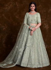 Sea Green Thread Work Lehenga Choli