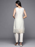 Stylish Off White Chanderi Tunic with Prints for Women