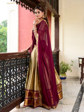 Chiku Color Weaving Work With Paithani Concept Cotton Silk Lehenga Choli