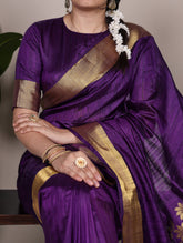 Royal purple silk saree for women