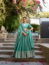 Traditional sea green Chanderi lehenga