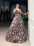 Violet tasar silk floral lehenga choli