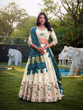 Soft cream embroidered lehenga choli set