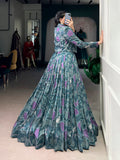 Teal Blue Color Tasar Silk Co-ord Set