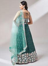 Teal Georgette heavy Sequins embroidery Lehenga choli & Dupatta