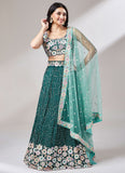 Teal Georgette heavy Sequins embroidery Lehenga choli & Dupatta