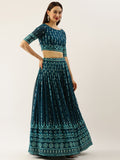 Teal Georgette Sequins Embroidered Lehenga choli For Women