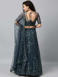 Teal Net Semi Stitched Coding and Sequins work Lehenga Choli