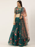 Teal Net Sequins & Saroski Stone Work Wedding Wear Lehenga
