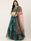 Teal Net Sequins & Saroski Stone Work Wedding Wear Lehenga