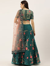 Teal Net Sequins & Saroski Stone Work Wedding Wear Lehenga
