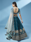 Teal Poly Georgette & Net Wedding Wear Lehenga Choli