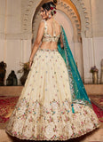 Elegant Teal Tissue Embroidered Bridesmaid Lehenga Choli with Dupatta