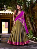 Pink Embroidered Lehenga with Zari Border