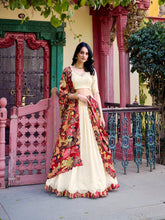 Vichitra silk stitched lehenga with Kalamkari border